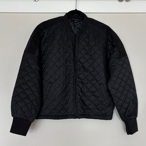 Black Quilted Bomber Jacket - Women